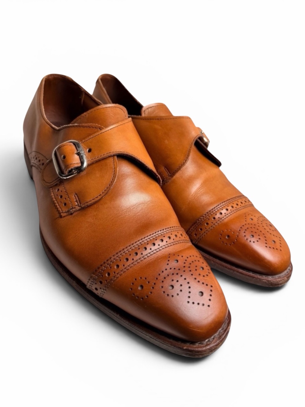 Allen Edmonds Franciscan Monk Strap Dress Shoes Size 10E Cognac Leather